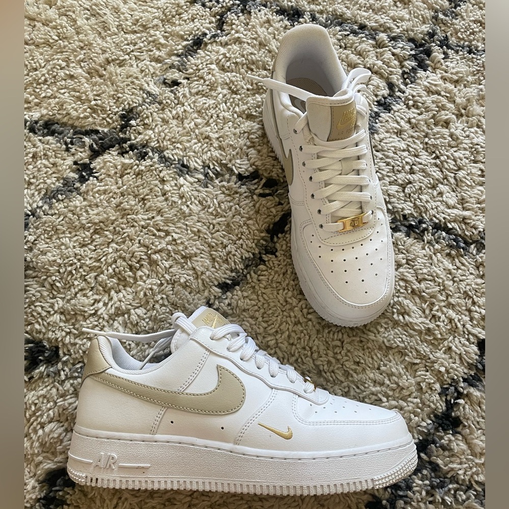 White and Tan Air Force 1 with Gold